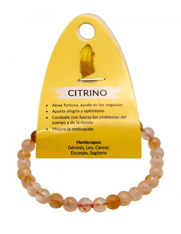 Pulsera Ajustable de Citrino Natural – Cuentas de 6 mm Alegría, Éxito y Bienestar