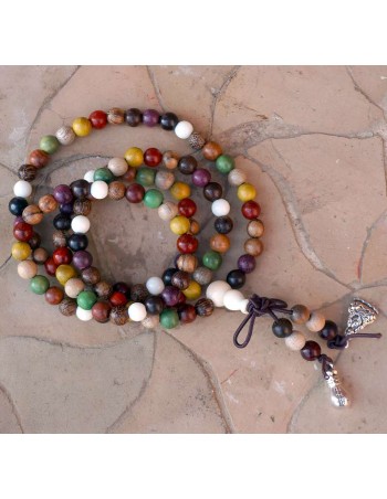 Collar japa mála 108 cuentas de madera de wengué, ébano y manzano
