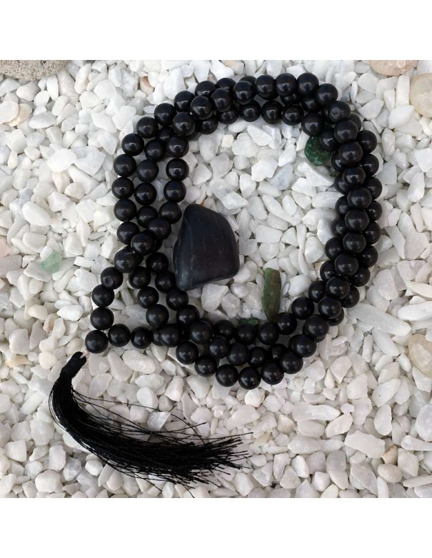 Mala de Ágata Negra 108 Cuentas – Protección y Enfoque Espiritual