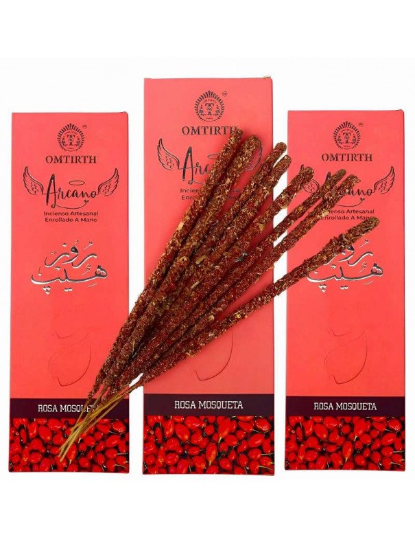 Incienso Artesanal OMTIRTH Rosa Mosqueta – 10 Varillas Extra Gruesas