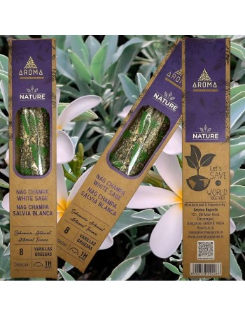 Incienso Orgánico Nag Champa & Salvia Blanca AROMA Nature – Limpieza Profunda y Armonía Espiritual