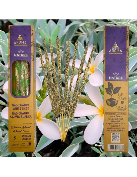 Incienso Orgánico Nag Champa & Salvia Blanca AROMA Nature – Limpieza Profunda y Armonía Espiritual
