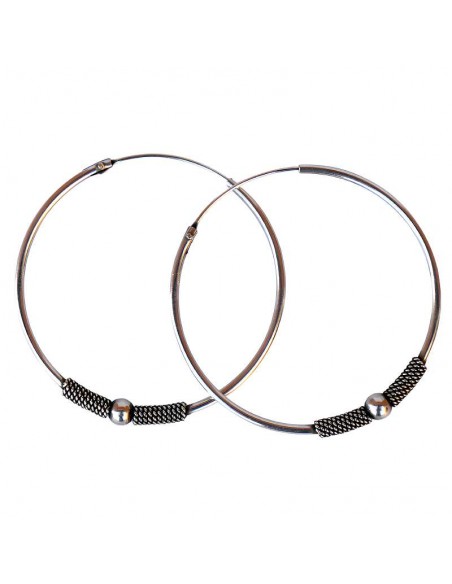 Aros de Plata Bali 35 mm x 1,5 mm – Elegancia Artesanal y Espíritu Bohemio