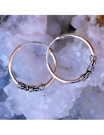 Aros de plata Bangalore 20mm- Joyería étnica. Envío 24/48 horas.