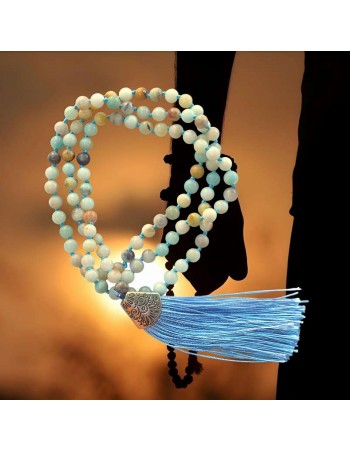 Japa Mala de Piedra Amazonita – 108 Cuentas de 7 mm