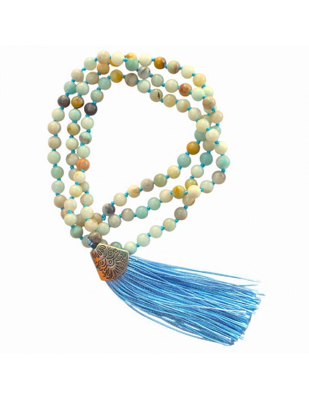 Japa Mala de Piedra Amazonita – 108 Cuentas de 7 mm