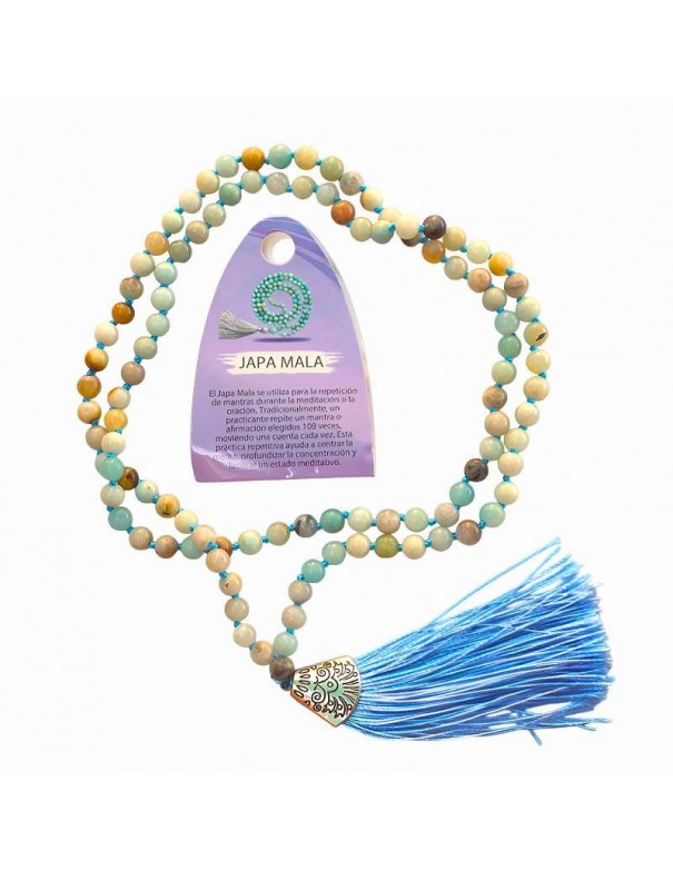 Japa Mala de Piedra Amazonita – 108 Cuentas de 7 mm