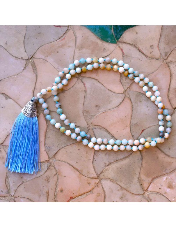 Japa Mala de Piedra Amazonita – 108 Cuentas de 7 mm