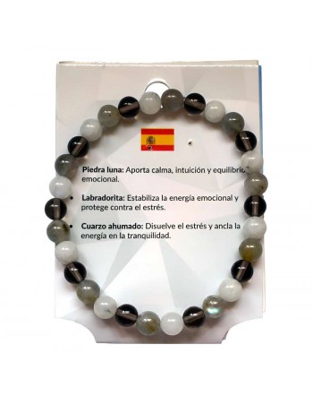 Pulsera PAZ INTERIOR– Piedra de Luna, Labradorita y Cuarzo Ahumado 2