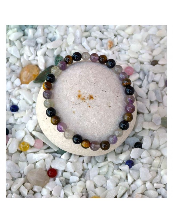 Pulsera de Turmalina Negra, Ojo de Tigre, Amatista y Labradorita | Protección Energética y Equilibrio