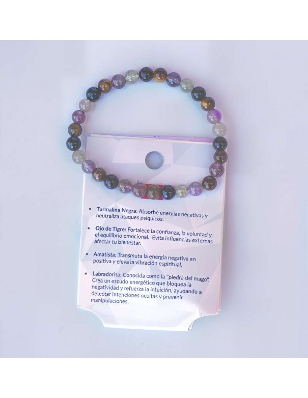 Pulsera de Turmalina Negra, Ojo de Tigre, Amatista y Labradorita | Protección Energética y Equilibrio
