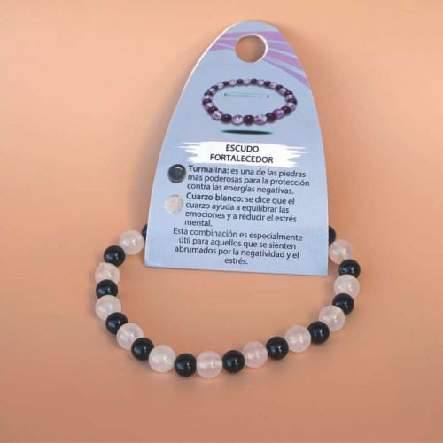 Pulsera de Turmalina y Cuarzo Blanco – Escudo Protector de Energía y Equilibrio