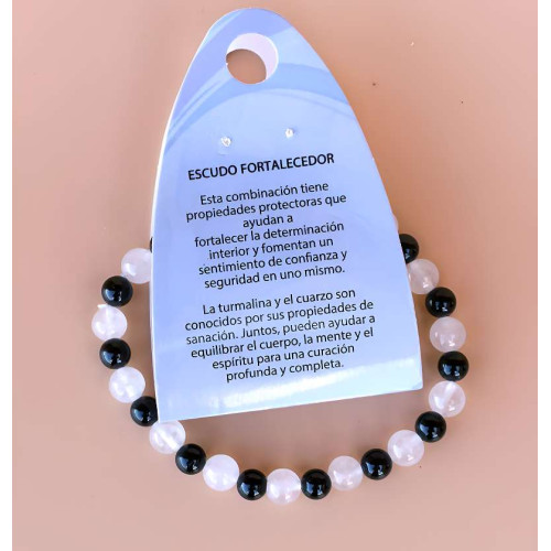 Pulsera de Turmalina y Cuarzo Blanco – Escudo Protector de Energía y Equilibrio