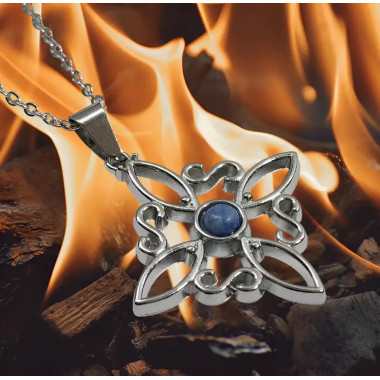 Colgante Nudo de Brujas en Acero con Sodalita – Intuición, Equilibrio y Protección