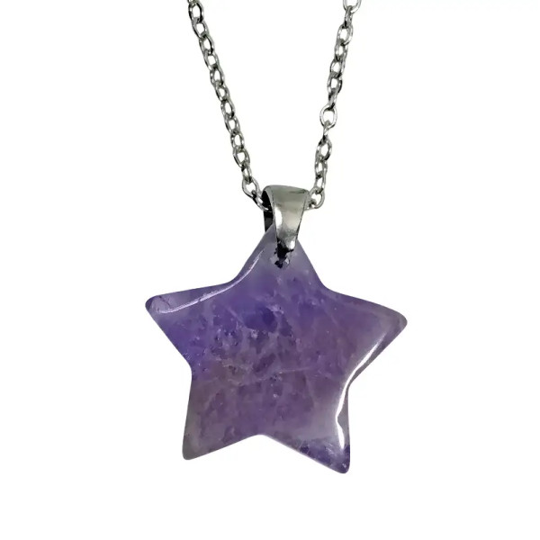 Colgante Estrella de Amatista con Cadena de Acero Inoxidable