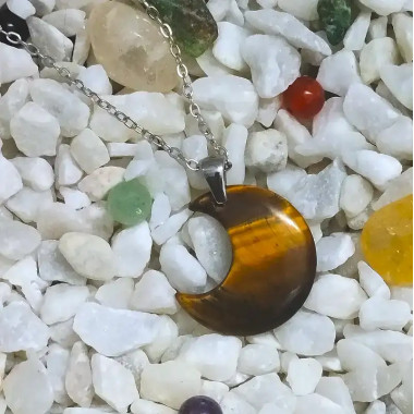 Collar Luna de Ojo de Tigre – Acero Inoxidable 2