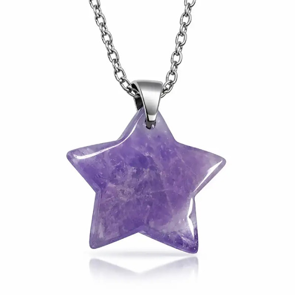 Colgante Estrella de Amatista con Cadena de Acero Inoxidable