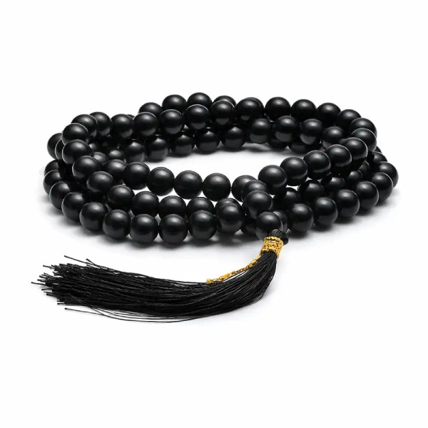 Mala de Ágata Negra 108 Cuentas – Protección y Enfoque Espiritual