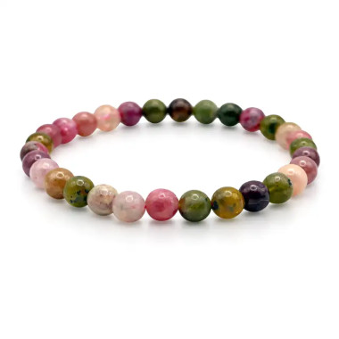 Pulsera Ajustable de Turmalina Sandía – Cuentas Naturales de 6 mm 2