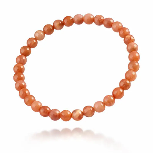 Pulsera ajustable con cuentas de piedra de Sol natural de 6 mm