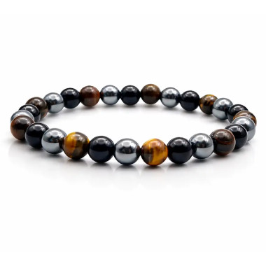 Pulsera para Hombre de Piedra Natural Ojo de Tigre, Ónix y Hematita. 2