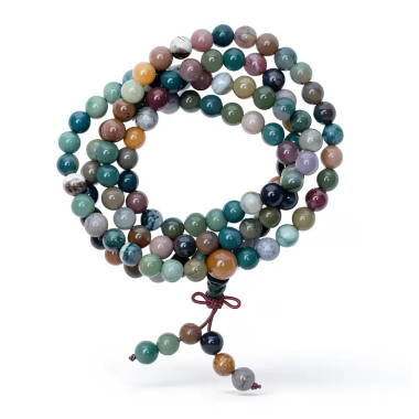 Japa Mala tibetano 108 cuentas de ágata India.  Hecho a mano en India. 2