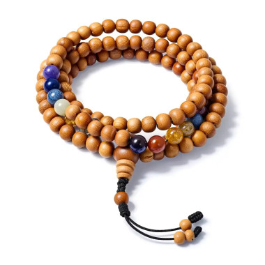 Japa Mala Madera Kadam y Piedras de los 7 Chakras: Armonia y belleza. 2