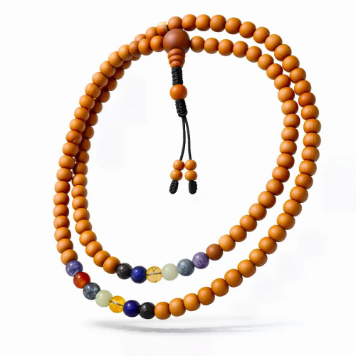 Japa Mala Madera Kadam y Piedras de los 7 Chakras: Armonia y belleza.