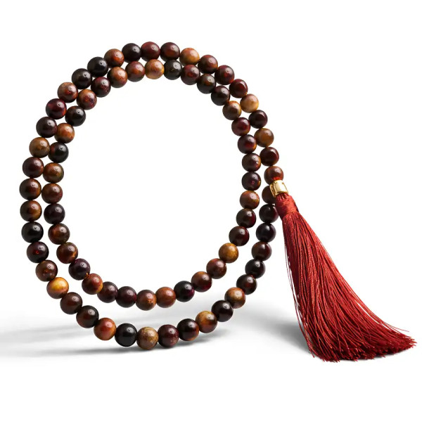 Japa Mala Auténtico de Ojo de Tigre - Meditación Profunda y Protección