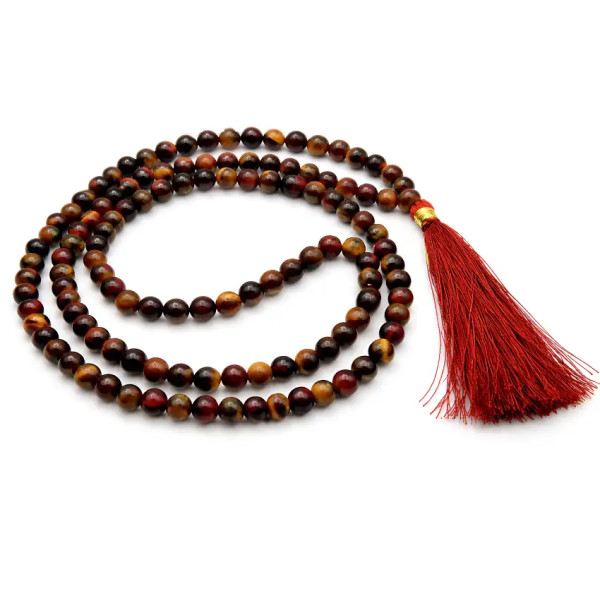 Japa Mala Auténtico de Ojo de Tigre - Meditación Profunda y Protección