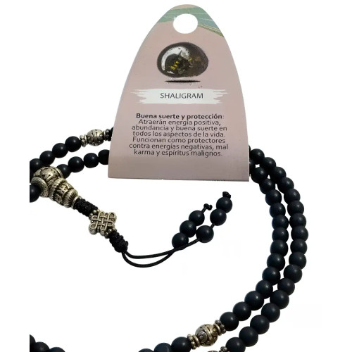 Japa Mala hecho a mano con 108 cuentas de piedra sagrada Shalingram