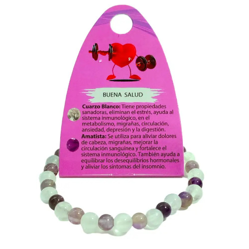 Pulsera de Amatista y Cuarzo Blanco - Salud y Equilibrio Energético