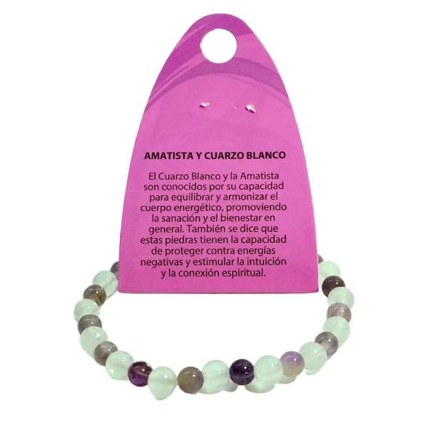 Pulsera de Amatista y Cuarzo Blanco - Salud y Equilibrio Energético