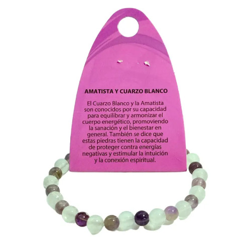 Pulsera de Amatista y Cuarzo Blanco - Salud y Equilibrio Energético
