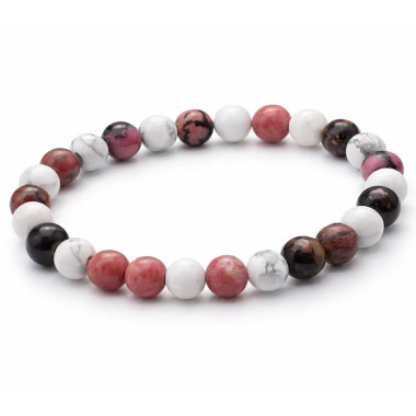 Pulsera de rodonita y howlita: equilibrio y bienestar