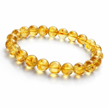 Pulsera Ajustable de Citrino Natural – Cuentas de 6 mm Alegría, Éxito y Bienestar