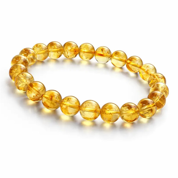 Pulsera Ajustable de Citrino Natural – Cuentas de 6 mm Alegría, Éxito y Bienestar