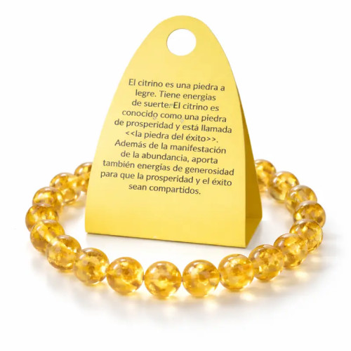 Pulsera Ajustable de Citrino Natural – Cuentas de 6 mm Alegría, Éxito y Bienestar