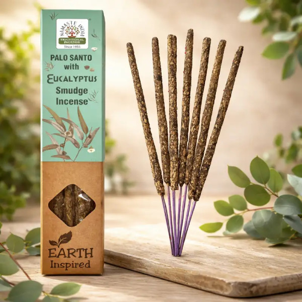 Incienso Natural Palo Santo y Eucalipto Namaste India 25g | Earth Inspired
