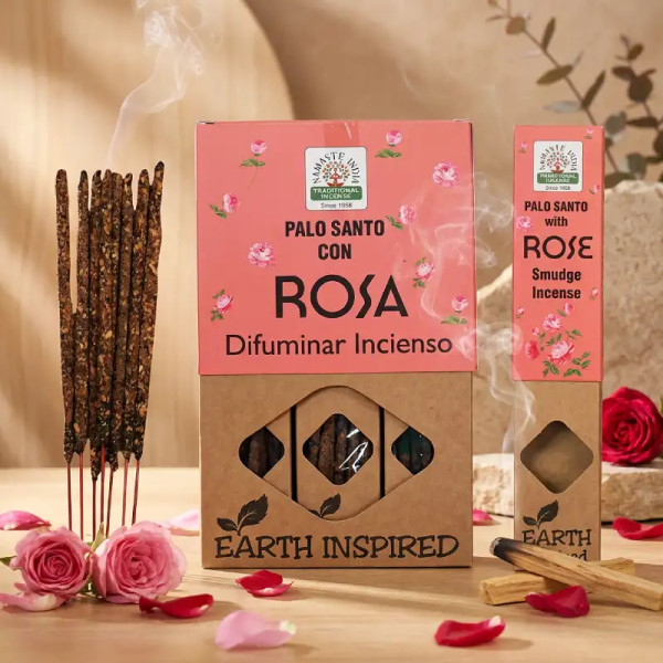 Incienso Palo Santo y Rosa Natural | Namaste India Earth Inspired Sahumerio