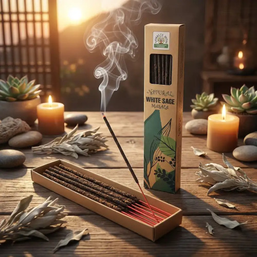 Incienso Natural de Salvia Blanca Namaste India- Purificación Energética
