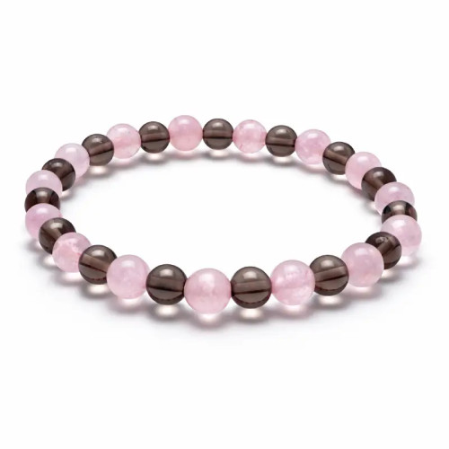 Pulsera cuarzo rosa y cuarzo ahumado, la pulsera del amor