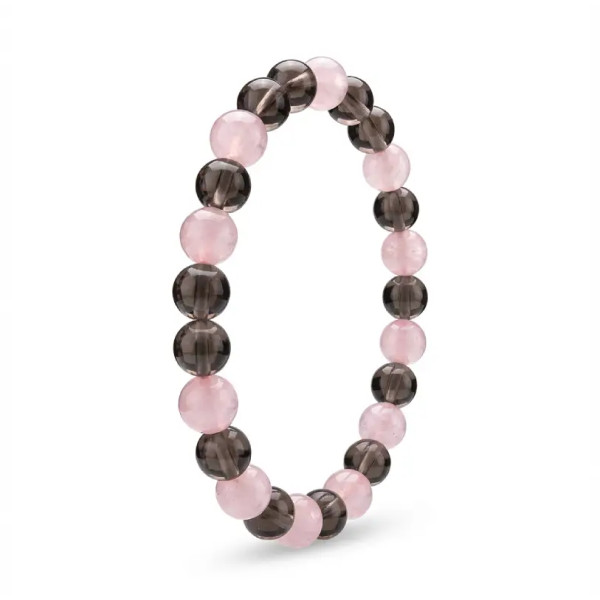 Pulsera cuarzo rosa y cuarzo ahumado, la pulsera del amor
