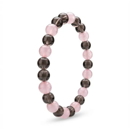 Pulsera cuarzo rosa y cuarzo ahumado, la pulsera del amor