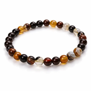Pulsera de piedra natural, ágata India. Cuentas de 6mm.
