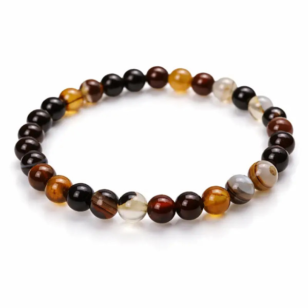 Pulsera de piedra natural, ágata India. Cuentas de 6mm.
