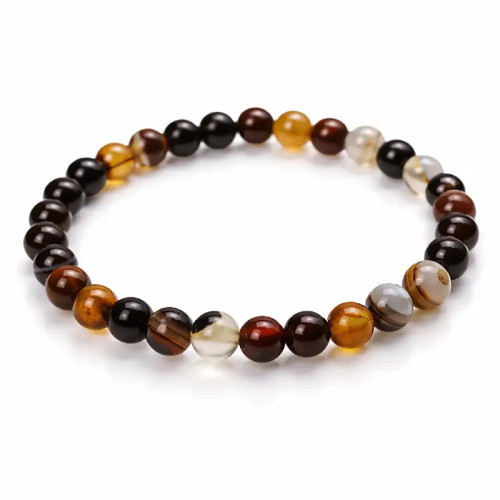 Pulsera de piedra natural, ágata India. Cuentas de 6mm.