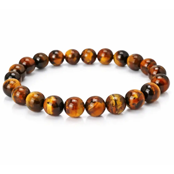 Ojo de tigre pulsera de piedra natural. Pulsera hombre con ojo de tigre
