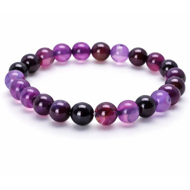 Ágata morada, pulsera de piedra natural hecha con cuentas de 8 mm.