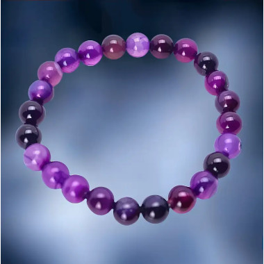 Ágata morada, pulsera de piedra natural hecha con cuentas de 8 mm. 2